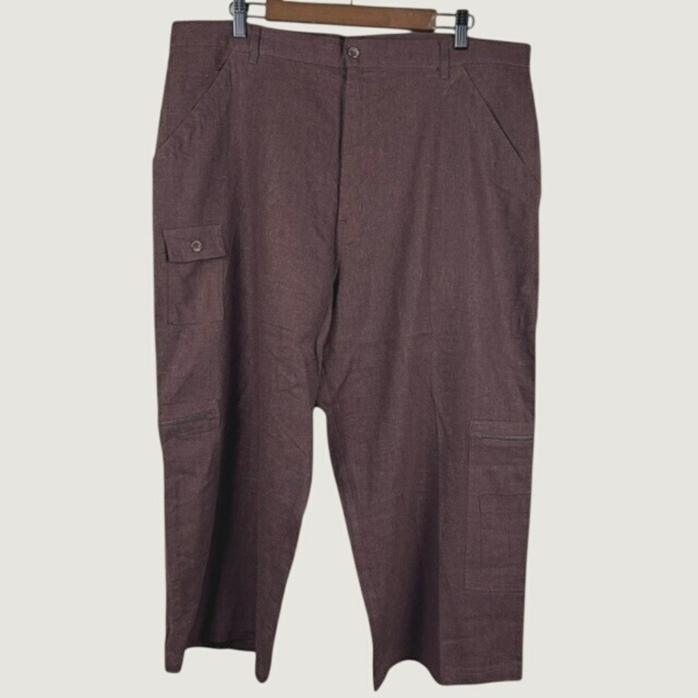 TRUST Capri Pants Brown Cargo Linen Rayon Blend Women 20W